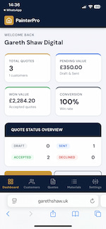 PainterPro quoting app screenshot